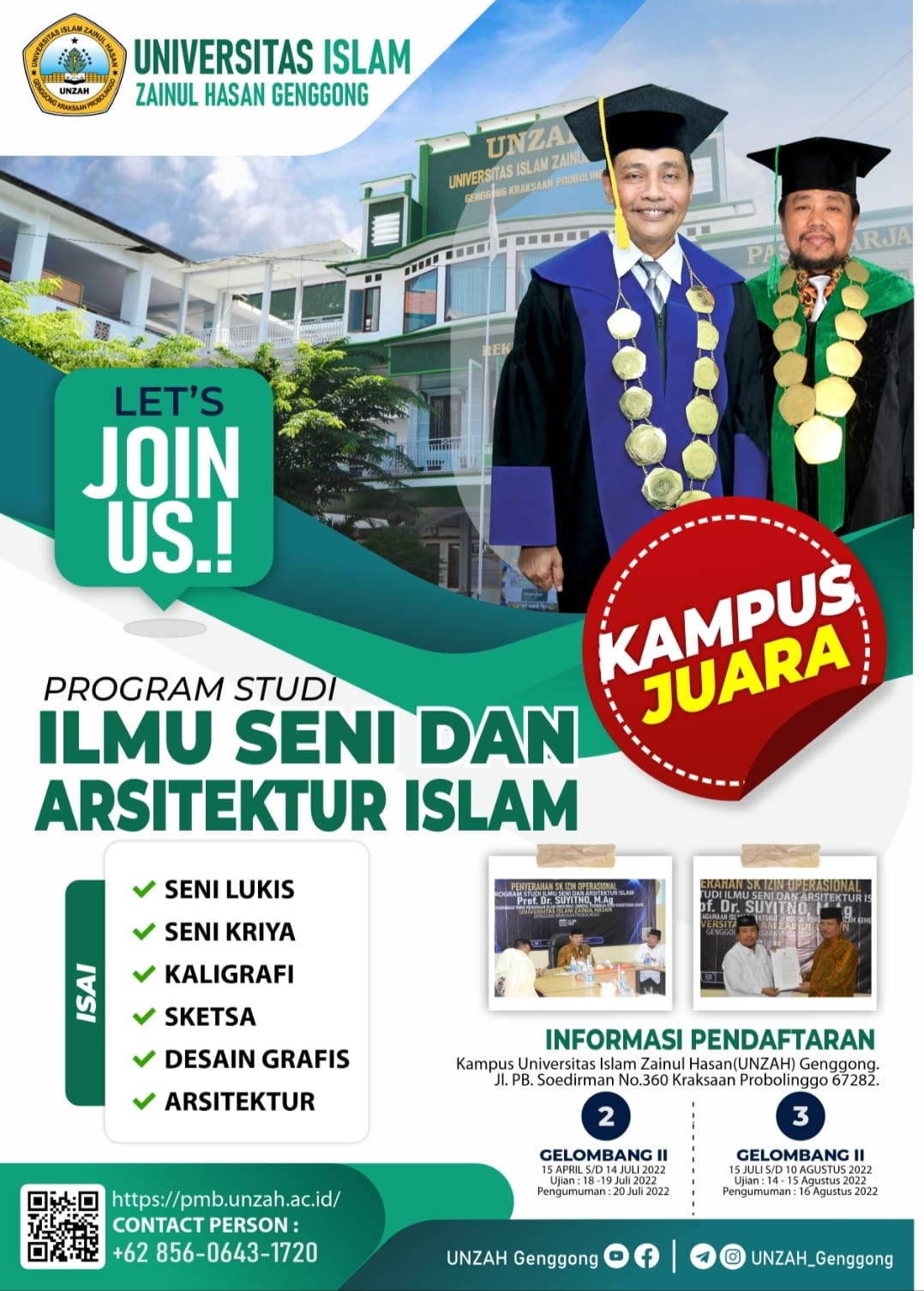 Pendaftaran Mahasiswa Baru Ilmu Seni dan Arsitektur Islam 2022/2023 Sudah Dibuka, Yuk Daftar Kuliah di UNZAH..!